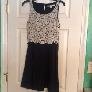 Navy blue and white design dress